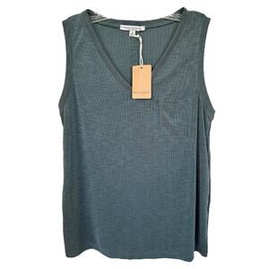 Green Envelope Women's Blouse Top Sleeveless Modal V-Neck Size M Dark Green